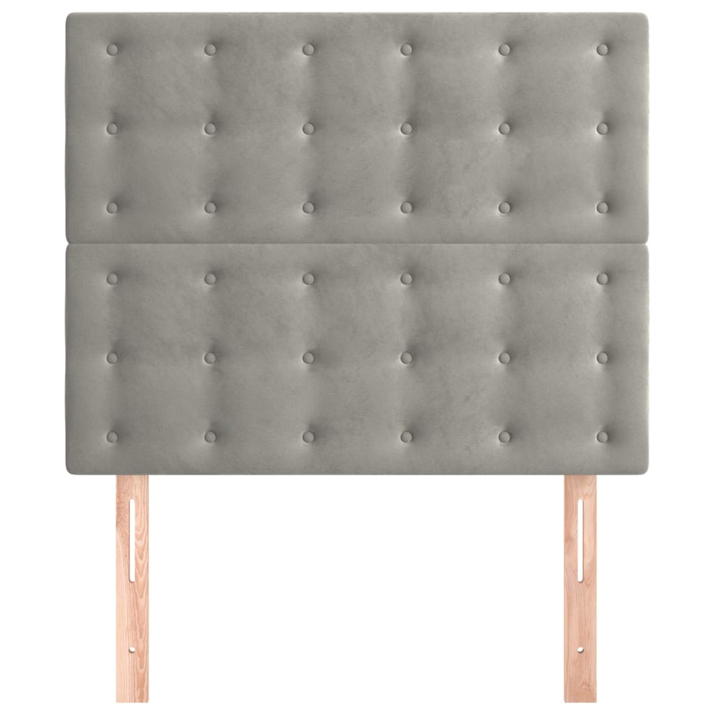 Kopfteile 2 Stk. Hellgrau 100x5x78/88 cm Samt